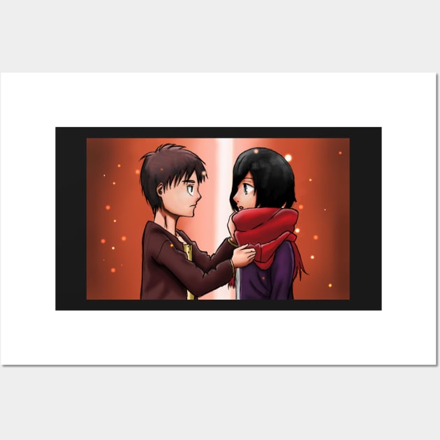 Young Eren & Mikasa Wall Art by zachlart